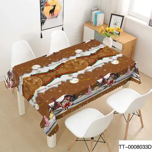 Customized Size 4 Colorsof Rectangle Disposable Plastic Tablecloth for Christmas Tablecloth thumbnail-2