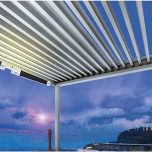 Custom Size Bioclimatic Pergola, Adjustable Louver Roof Aluminum Gazebo thumbnail-2