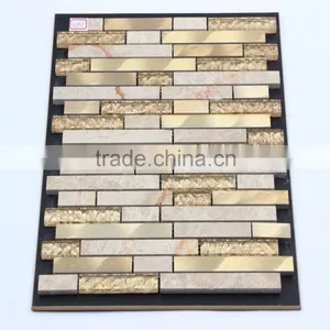 Glass Mix Aluminum Mix Stone Mosaic Tile thumbnail-4