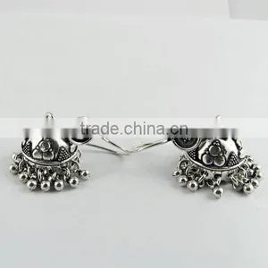 Dazzling Rava Work Jhumka ! Oxidized 925 Sterling Silver Earring, Online Silver Jewelry, Silver Jewelry Wholesaler thumbnail-2