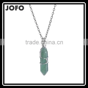 2016 Trendy Hot Style Green Aventurine Natural Stone Bullet Wire Necklace SMJ0141 thumbnail-1