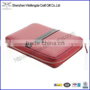 Red pu Leather Notebook Holder Ring Binder Case With Zip Quality Choice thumbnail-1