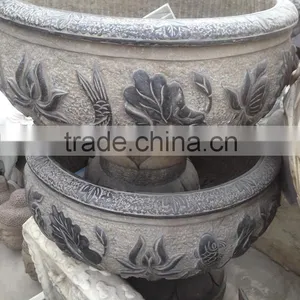 Antique Park Decoration Granite Stone Flower Pot Stand thumbnail-1