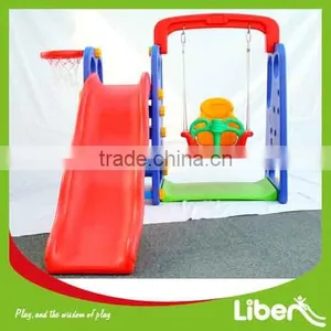 Indoor Plastic Kids Slides With Swing and Basketball Set LE.HT.009 thumbnail-1