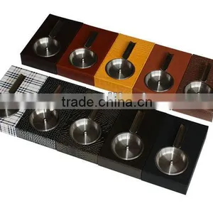 Hot Sale Cool Smokeless Brown Real Leather Ashtrays thumbnail-4