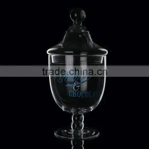 Leadfree Customized Size Storage Food Candy Jar Bubble Stem With Ball Lid Clear Transparent Colored Decal thumbnail-1