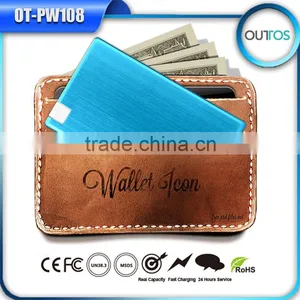 2015 Hot Promotion Custom Logo 1500mah Portable Ultra Thin Credit Card Power Bank thumbnail-1