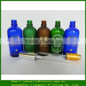 100ml Frosted Glossy Amber Green Blue Glass Bottle,boston Round Glass Bottlewith Pump Cap thumbnail-1