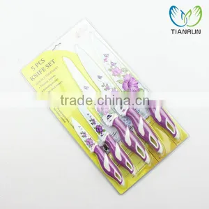 LFGB/FDA Certification Hot Sale High Quality Stylish Handle 3pcs Colorful Kitchen Knife Set With Printing thumbnail-1