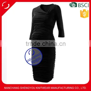 Custom Plain Blank Pregnant Women Three Quarter Sleeve Maternity Dresses thumbnail-1