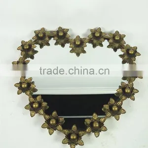 Antique Gold Heart Shaped Craft Mirror for Home Accessories thumbnail-1
