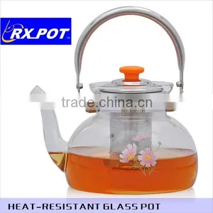 2016 New Design Gifted High Quality Borosilicate Pyrex Glass Tea Pot With Stainless Steel Infuser 1500H thumbnail-1