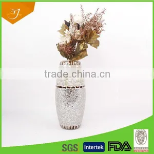White Shining Mosaic Glass Vase For Wedding Decorations thumbnail-1