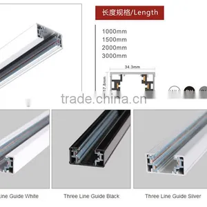 Luminaire Aluminum Guide Rails 3 Lines Led Track Rail- 1meter/1.5M/2M/3M Available,white/siliver/black for Option thumbnail-2