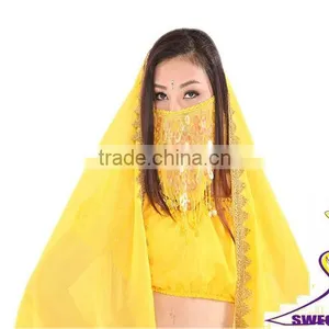 SWEGAL SGBDD13002 9 Colors Yellow Belly Dance Mysterious Charming Fashion Faace Veils thumbnail-1