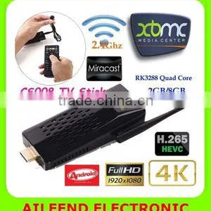 CS008 With Remote Control 2GB/8GB Bluetooth/RJ45 Port 4K Android TV Dongle, Quad Core RK3288 Android TV Stick thumbnail-1