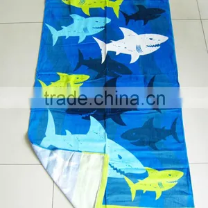100% Cotton Ocean Blue Shark Printed Beach Towel Blue Ocean Beach Towel thumbnail-2