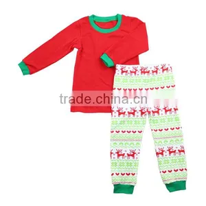 Wholesale 2016 Children Baby Boutique Clothing Red Shirts Reindeer Pants Kids Christmas Pajamas Sets thumbnail-1