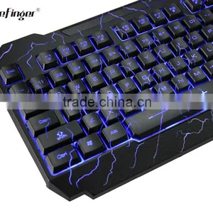 USB Wired Blue LED Backlit Computer Keyboard With Cool Crack Parttern thumbnail-3