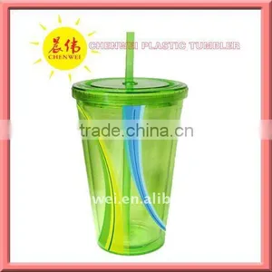 Double Wall AS Plastic Tumbler With Straw thumbnail-1