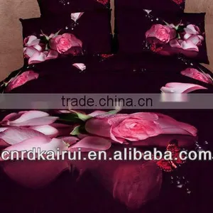 Pretty 3D Flowers With Dark Background Colors Printed Bedding Set thumbnail-2