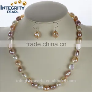AAA 10mm Mixed Color Freshwater Big Baroque Pearl Set thumbnail-1