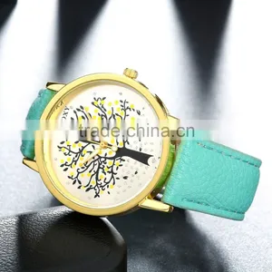 Hot Wristwatch Leather Strap Women Flower Watch thumbnail-6