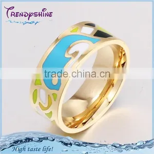 Fashion Gold Plated 316 Stainless Steel Enamel Book Ring thumbnail-1