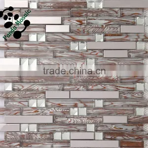 SMJ02 Hot Sale Mosaic Stainless Steel Frame Mosaic Mix Red Crystal Glass Mosaic thumbnail-1