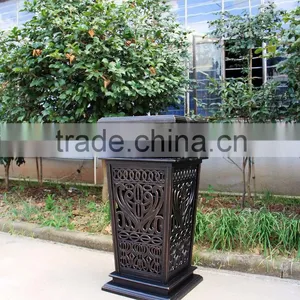 2016 New Design Cast Aluminum Garbage Can Trash Hideaway Antique Bronze Finish thumbnail-1