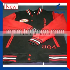 Custom Pleather Sleeves Patch Embroidery Fleece Varsity Jackets With Warm thumbnail-1