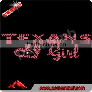 New Design Texans Girl Rhinestone Trimming Wholesale Applique For Ts thumbnail-1