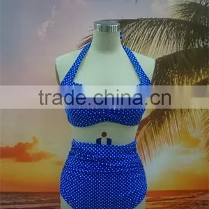 New Arrival Dot Print Fashion Retro High Waist Bikini thumbnail-5