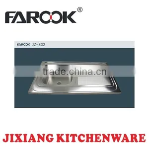JZ-832 Stainless Steel Kitchen Sink With Drain Board thumbnail-1