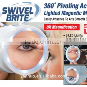360 Rotation LED Lighted Makeup Mirror, Makeup Mirror With Light Swivel Brite thumbnail-1