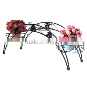 Elegant Arch Metal Potted Plant Garden Patio Display Rack With 3 Holders Flower Pots Holders Display Stand thumbnail-2