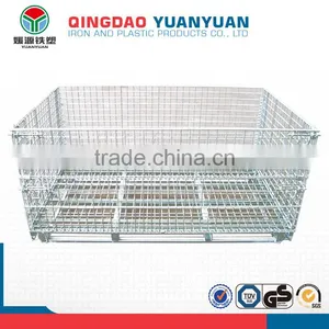 Foldable Logistics Wiremesh Collapsible Wiremesh Container Mesh Box Wire Cage Metal Bin Storage Container thumbnail-1