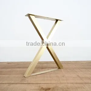 Best Quality Furniture Stainless Steel Polishing Finished X Shape Wood Table Leg thumbnail-3
