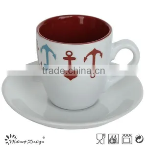 Traditional European Style Tea Sets/Colored Bulk Ceramic Porcelain Tea Coffee Cup And Saucer thumbnail-3