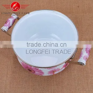 Decal Full Flower Cast Iron Stew Pot Enamel Cookware Pot With Rivetyed Handle thumbnail-5