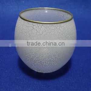 Craft Tealight Sand Blast Golden Edge Glass Cup Candle Holder thumbnail-2