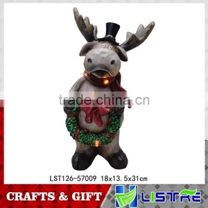 Resin Christmas Deer Figurines With Light thumbnail-3