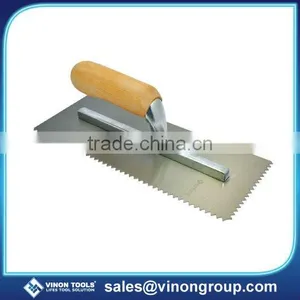 Adhesive Carbon Steel Notched Trowel With Big Wooden Handle, Construction Tools thumbnail-1