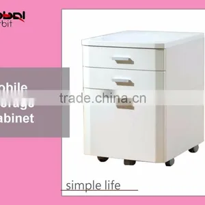 Rollling 3 Tier Drawer Mobile Storage Bedroom Table File Wooden Cabinet thumbnail-1