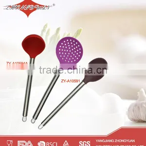Colorful Stainless Steel Handle Food Silicone Rubber Kitchen Utensils thumbnail-1