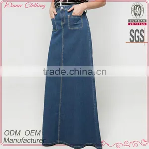 Factory Directly Sale New Ladies Flared Long Denim Skirt thumbnail-1