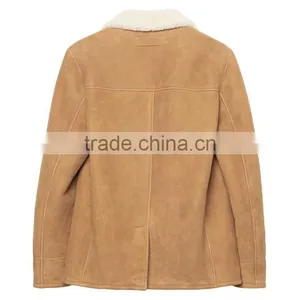 Popular Ochre Warm up Winter Coat Faux Leather Shearling Jackets Men 2017 thumbnail-3