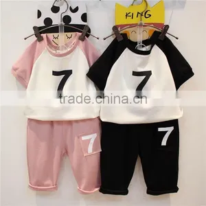 Hot Sale Kids Wear,knit T-shirt+pants Girls Boutique Summer Outfits Children Summer Clothes Set thumbnail-1