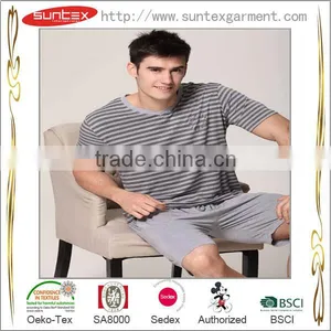 Solid Breathable Cotton Summer Sleepwear Mens Pajama Set thumbnail-1