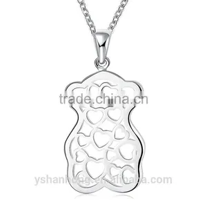 Fashion 925 Silver Bear Pendant Sautoir Wholesale Creative Hollow Out thumbnail-2